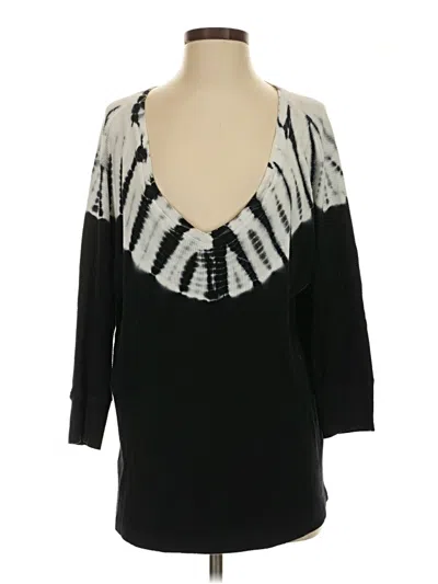 Pre-owned Splendid 3/4 Sleeve Top Black Plunge Neckline Tops