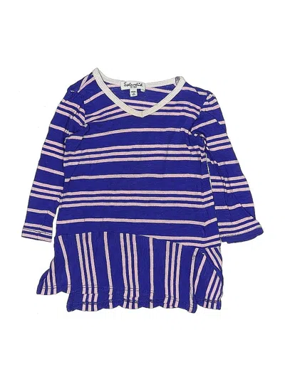 Pre-owned Splendid Kids' 3/4 Sleeve Top Blue Crew Neck Tops