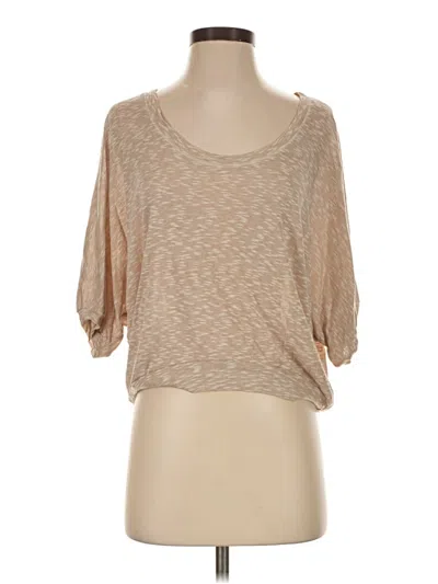 Pre-owned Splendid 3/4 Sleeve Top Tan Scoop Neck Tops