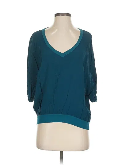 Pre-owned Splendid 3/4 Sleeve Top Teal V Neck Tops In Blue
