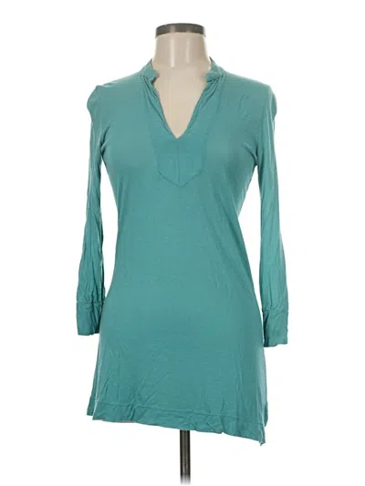 Pre-owned Splendid 3/4 Sleeve Top Teal V Neck Tops In Blue