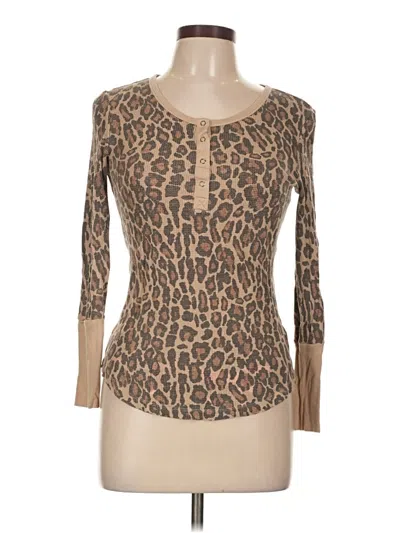 Pre-owned Splendid 3/4 Sleeve T-shirt In Brown