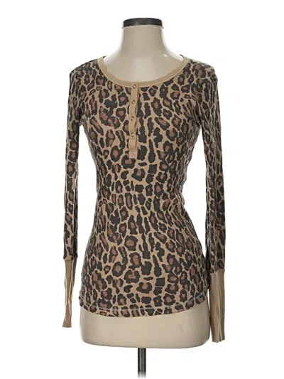 Pre-owned Splendid 3/4 Sleeve T-shirt In Brown