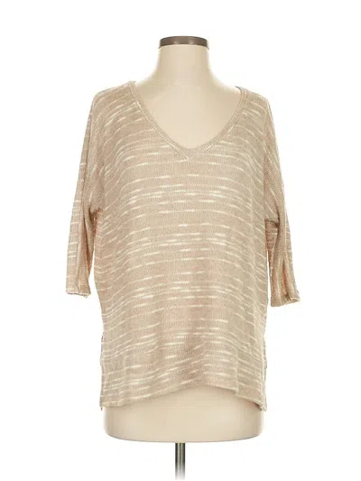 Pre-owned Splendid 3/4 Sleeve T-shirt In Tan