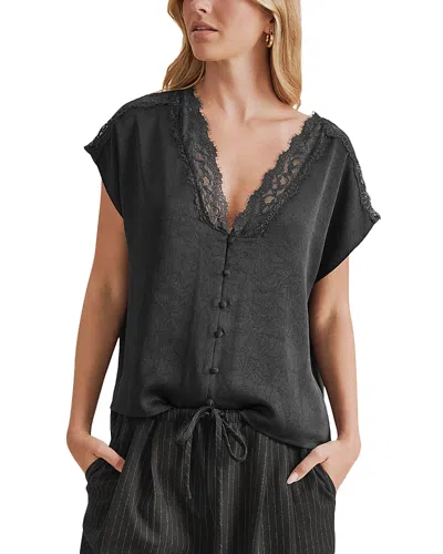 Splendid Adalyn Lace Trim Top In Gray