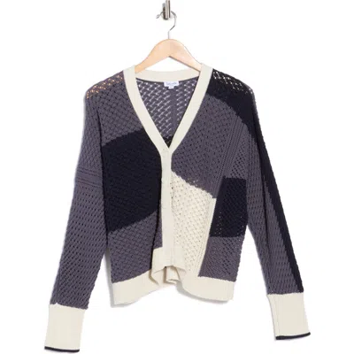 Splendid Addy Colorblock Cotton Cardigan In Gray