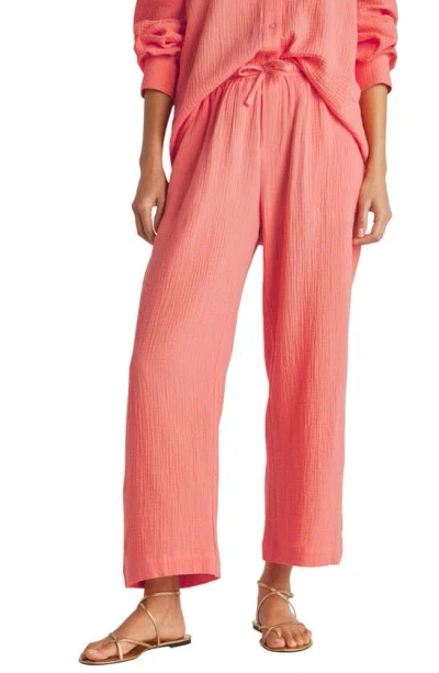 Splendid Adele Cotton Gauze Drawstring Trousers In Persimmon