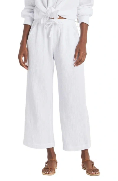 Splendid Adele Cotton Gauze Drawstring Trousers In White