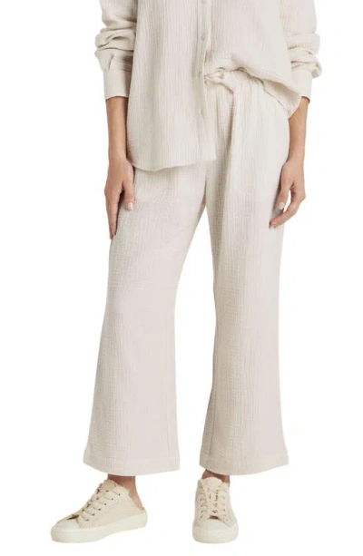 Splendid Adele Cotton Gauze Drawstring Trousers In White Sand