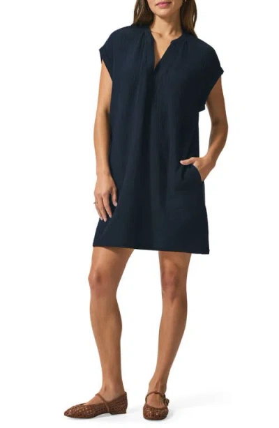 Splendid Adele Cotton Gauze Minidress In Navy