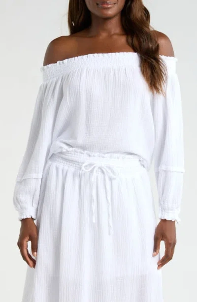 Splendid Adele Off The Shoulder Cotton Top In White