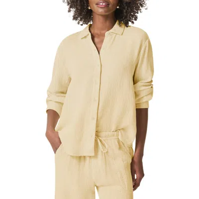 Splendid Adele Oversize Cotton Gauze Button-up Shirt In Yellow