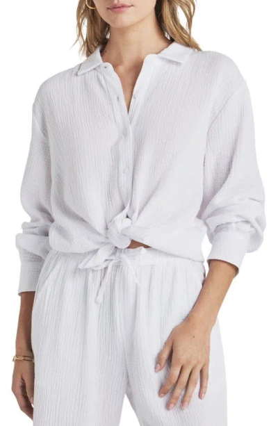 Splendid Adele Oversize Cotton Gauze Button-up Shirt In White