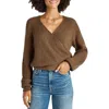 Splendid Adele Womens Ribbed Knit Wrap Sweater In Burgundy