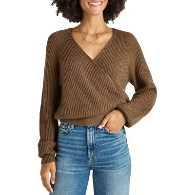 Splendid Adele Womens Ribbed Knit Wrap Sweater In Burgundy