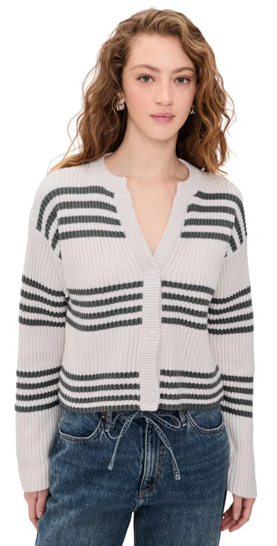 Splendid Alexandra Stripe Cardigan Mnstone/sft Vob In Gray