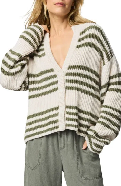 Splendid Alexandra Stripe Cotton Blend Cardigan In Green