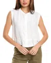Splendid Alice Sleeveless Peplum Button-up Shirt In White