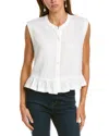 Splendid Alice Sleeveless Peplum Button-up Shirt In White