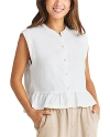Splendid Alice Sleeveless Peplum Button-up Shirt In White