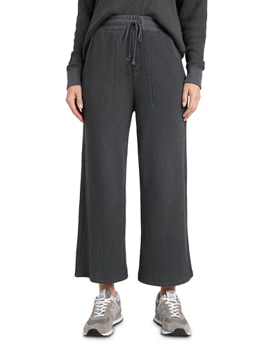 Splendid Alina Waffle Knit Pants In Heather Shadow