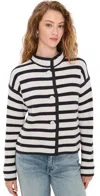 Splendid Alix Stripe Shacket In Moonstone/lead