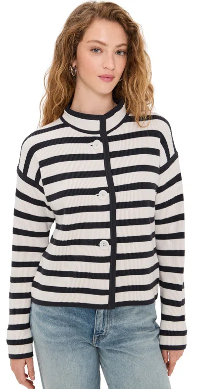 Splendid Alix Stripe Shacket In Moonstone/lead