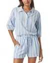 Splendid Allison Variegated Stripe Linen Blend Top In Blue