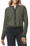 Splendid Amber Stripe Crop Cotton & Wool Blend Cardigan In Green