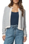 Splendid Amber Stripe Crop Cotton & Wool Blend Cardigan In White