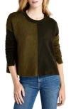 Splendid Amy Colorblock Crewneck Sweater In Vob/ Evergreen Combo