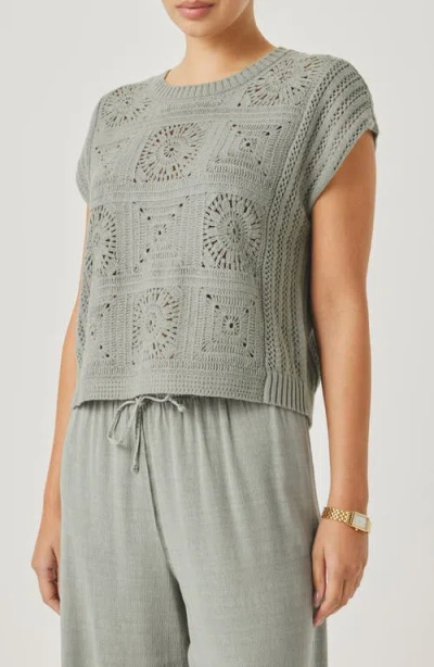 Splendid Anderson Open Stitch Sweater In Gray