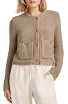 Splendid Andrea Patch Pocket Cropped Cardigan In Cactus