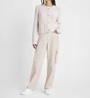 Splendid Andrea Patch Pocket Cropped Cardigan In Beige