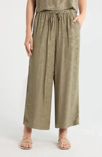 Splendid Angie Jacquard Palazzo Ankle Pants In Green