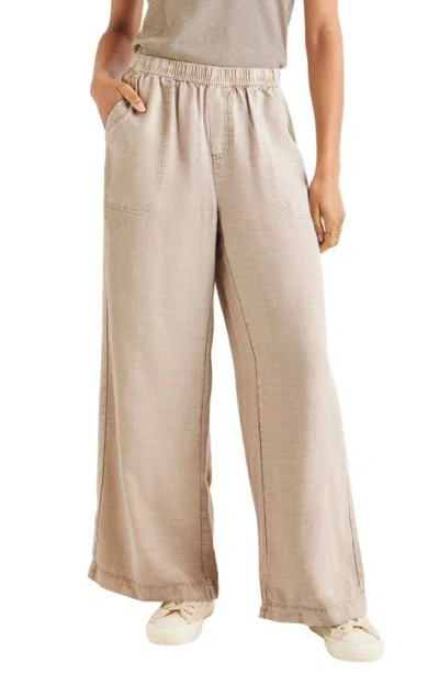 Splendid Angie Lyocell & Linen Palazzo Trousers In Fawn