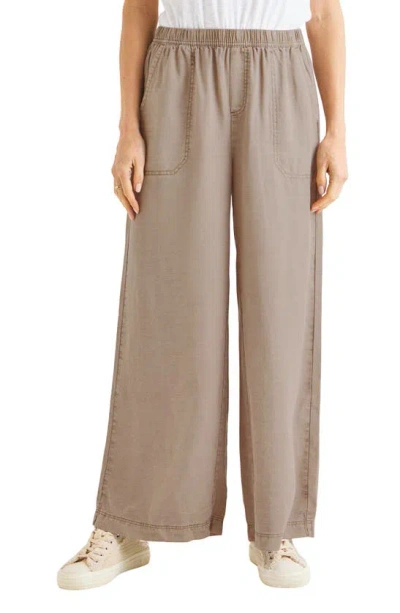 Splendid Angie Lyocell & Linen Palazzo Pants In Brown