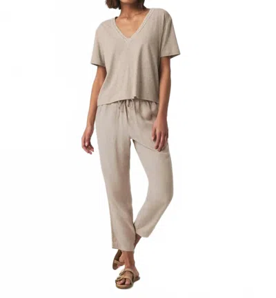 Splendid Angie Straight Crochet Pant In Fawn In Brown