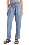 Splendid Angie Tie Waist Chambray Pants In Indigo