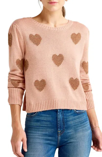Splendid Annabelle Heart Sweater In Champagne/copper In Brown