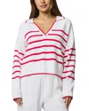 Splendid Arden Striped Polo Sweater In White
