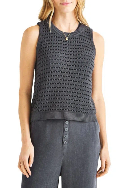 Splendid Asher Open Knit Sleeveless Top In Black