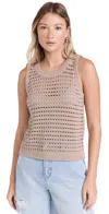 Splendid Asher Open Knit Sleeveless Top In Rattan
