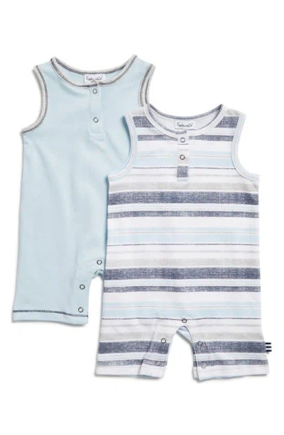 Splendid Babies' Assorted 2-pack Tank Henley Rompers In Chambray Multi/ Sky Blue