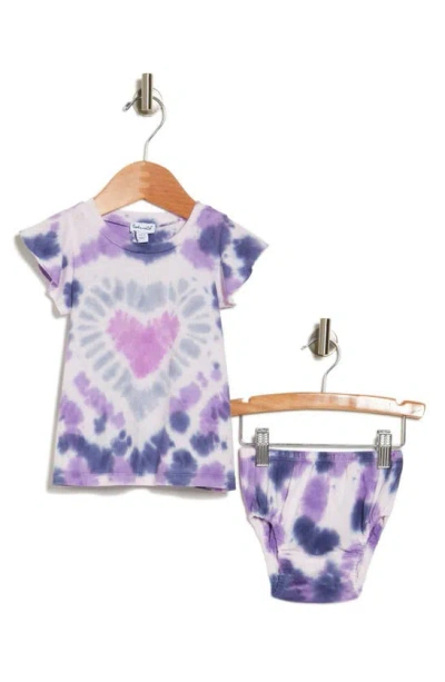 Splendid Babies' Aurora Hearts Short Sleeve Dress & Shorts Set In Purple