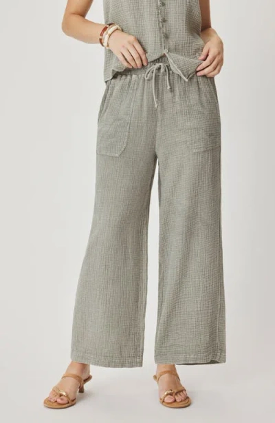 Splendid Ava Cotton Gauze Drawstring Pants In Green