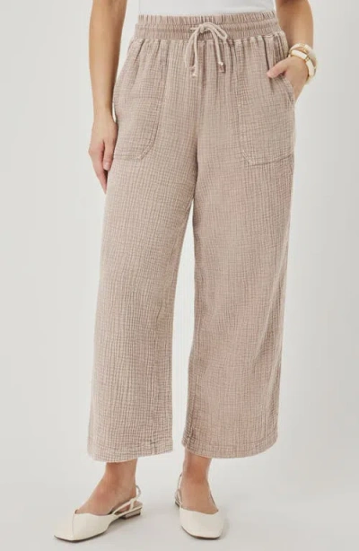 Splendid Ava Cotton Gauze Drawstring Pants In Pink