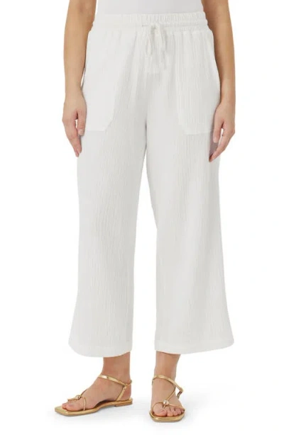Splendid Ava Cotton Gauze Drawstring Pants In White