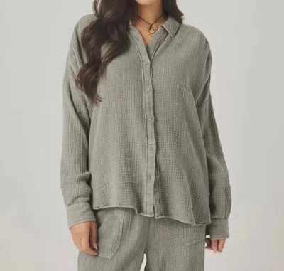 Splendid Ava Gauze Button Down Shirt In Eucalyptus In Gray