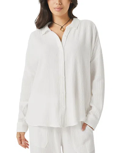 Splendid Ava Gauze Button Down Shirt In White